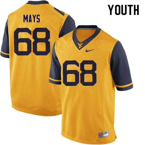 NCAA Youth Briason Mays West Virginia Mountaineers Yellow #68 Nike Stitched Football College Authentic Jersey CY23K78IR